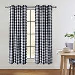 CAROMIO Black and White Buffalo Plaid Curtains, Farmhouse Buffalo Check Textured Grommet Window Curtain Panels for Living Room Bedroom, 37 x 63 Inch, 2 Panels