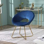 Roundhill Furniture Slatina Silky Velvet Upholstered Accent Chair with Gold Tone Finished Base, Blue