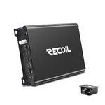 RECOIL DI1200.1 Class-D Car Audio Mono-Block Subwoofer Amplifier 2400 Watts Max Power 2/4 Ohm Stable Mosfet Power Supply Remote Bass Knob Included