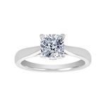 NANA Silver 6.0mm (1.50ct) Cushion Cut Zirconia Lucita Solitaire Ring-Platinum Plated-Size 8