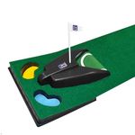 PGA TOUR 6ft Automatic Golf Ball Return Putting Mat - Simulated Green, Water & Bunker Hazard | Perfect Golf Accessories & Golf Gifts for Men | Golf Training Aid , packaging may vary