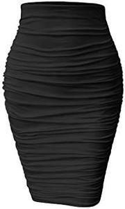 YMDUCH Women's Sexy Ruched Bodycon Elasticity Tight Casual Club Pencil Skirt, Black, Medium