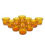 Mahganya Set of 6 Votive Glass Tealight Candle Holders - Christmas Decorations Items for Home D�cor Living Room Bedroom Dining Table (Yellow) - Christmas Gifts