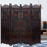 CRAFT DECOR Wooden Room Divider |Wooden Partition for Living Room |Wooden Room Separator |Room Wall Divider |Screen Separator for Living Room/Bedroom/Office/Mandir (4 Panels (72x80), Sheesham Shade)