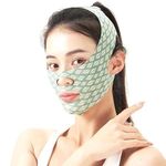 CAREOPETA Face Slimming Belt Face Lifting Tool Elastic Face Slimming Bandage V Line Face Shaper Women Chin Cheek Lift Up Belt Facial Anti Wrinkle Double Chin Strap Face Mask (Green), 1 Count