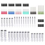 BSTEAN 30 Pack - 1ml, 3ml, 5ml,10ml, 20ml Syringes with 14ga, 16ga,18ga, 20ga, 22ga and 25ga Blunt Tip Needles and Caps for Refilling and Measuring Liquids, Vape, Oil or Glue Applicator