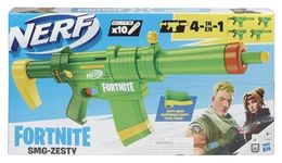 Nerf Fortnite SMG-Zesty Elite Dart Blaster, Removable Stock, Barrel and 10-Dart Clip, 10 Elite Darts, Multicolor