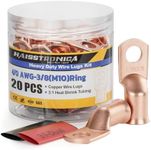 haisstronica 10pcs 4/0 AWG - 3/8"(M10) Battery Cable Lugs, Heavy Duty Copper Wire Lugs with 10pcs 3:1 Adhesive Heat Shrink Tubing, 0000 Gauge Wire Lugs, Battery Terminal Connector, Battery Cable Ends