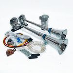 YIYIDA Car Horn Air Horn 170db Boat Horn Electric Horn 24V Chrome Zinc Horn Silver Trumpet Truck Horn with Air Pump Compressor Loud Double tube Horn Auto Horn for 24V Car Truck Train Lorry Ship ect