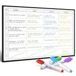 Meal Planner and Action Plan Whiteboard by SmartPanda - Large Magnetic Calendar Ideal for Study Planning, Exams, Chores or Dieting - Fridge White Board Task Plan - Weekly