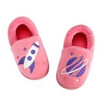 LACOFIA Girls Winter Warm Slippers Kids Anti-Slip House Space Slipper Shoes Pink 8.5/9