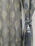 Vervique Premium Tissue Sheer Transparent Foil Print Tree Design Long Door Curtains 9 Feet Long Set of 3 with 1 Tie Back | 4 * 9ft 122 * 274 cm | Grey Curtains