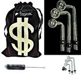 Newzenx® Borosilicate Glass Meth Crystal Ece Bong Shooter Combo Value Pack (9mm/3 Inch/4 Inch/5 Inch) Incl. Fancy Velvet Pouch and Pipe Cleaner