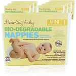 Beaming Baby Biodegradable Eco Nappies Size 1 (2-6 kg/4-13 lb) - 178 in Box (8 Packs x 22) Monthly Pack. Hypoallergenic, Naturally Breathable Premium Diapers, Newborn