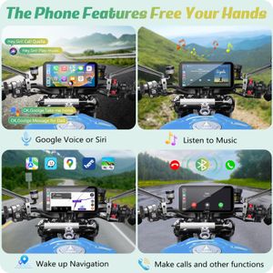 Carpuride W603D Motorcycle GPS CarPlay Screen – 6.3” Waterproof Touchscreen, Wireless CarPlay & Android Auto, HD Dual Cameras, Remote Control
