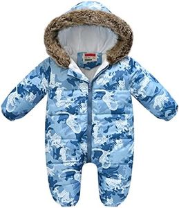 SEAUR - Baby Winter Snowsuit Girls Puffer Down Long Sleeve Hooded Jacket Infant Toddler Warm Romper Zipper Jumpsuit Coat, Blue, 6-12 Months