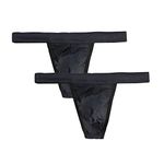 Summer Code Mens Micro Mesh Stretch Thong T-Back Sexy Underwear, 2-pack Black, M