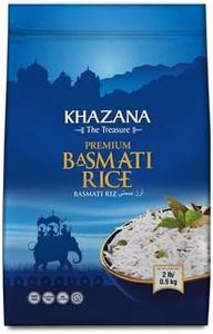 Khazana Authentic Premium Basmati Rice - 2lb Resealable Zipper Bag | Non-GMO, Gluten-Free, Kosher & Cholesterol-Free | Aromatic & Flavorful Grain From India