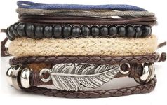 LORJE Mix 4 Wrap Men Bracelets, Hem