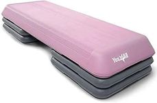 Yes4All CAWR Adjustable Aerobic Step Platform with 4 Risers – Health Club Size (Pink/Grey)