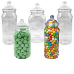 5 x Empty Mixed 1L Plastic Victorian Sweet Jars for Candy Buffet, Wedding, Party