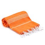 Large Turkish Peshtemal Bath Beach Towels Hammam Towels for Sauna, Spa, Yoga, Picnic and Beach – 100 x 180 cm - 39 x 71 inches (Orange, 1)