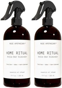 Muse Apothecary Home Ritual Active Odor Eliminator Spray - Furniture Deodorizer Spray & Bathroom Odor Eliminator for Home - Essential Oil Air Freshener - 8oz, Tonka Bean + Amber + Warm Cedarwood