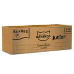 whiskas Junior Classic Selection in Gravy 84 Pouches, Wet Kitten and Cat Food, Selection of Beef, Lamb, Chicken and Poultry, Megapack (84 x 85 g)