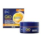 NIVEA Q10 Energy Anti-Wrinkle Night Face Cream, 50ml | Anti wrinkle face moisturizer with Vitamin C and E