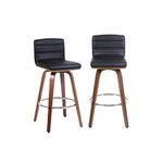 Moustache Set of 2 Vintage Bar Stools, 28" Wood 360° Swivel Barstools with Back and Foot Ring Counter Stools for Kitchen Home Bar Counter Coffee Shop