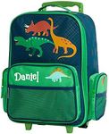 Stephen Joseph Kids Luggage - Personalized Carry On Luggage - Green Dinosaur Travel Bag - Rolling Bag with Custom Name