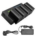 Neewer 4-Pack 7.4V 6600mAh NP-F970 Replacement Batteries with 4-Channel Battery Charger & Power Adapter, Compatible with NP-F550/750/770/970 FM500H QM71D QM91D, Field Monitor, Video Light