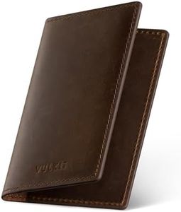 VULKIT Genuine Leather Business Card Holder 2 Sided Slim Business Name Card Organizer for Men or Women, up to Hold 20 cards(Genuine Dark Brown)