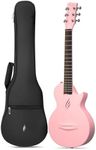 Enya Nova Go Mini Carbon Fiber Acoustic Guitar 1/4 Size Travel Acustica Guitarra w/Beginner Kids Starter Bundle Kit of Thickened Gig Bag, Adjusting Wrench(Pink)