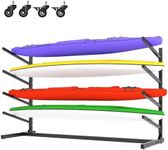 OPTYMIRA Freestanding Kayak Storage Rack for 4 Kayaks,Heavy Duty Kayak Holder with Wheels,Metal Kayak Stand Indoor Outdoor，Garage Storage Rack for Kayaks,Canoes,SUP,Paddle Board and Surfboards
