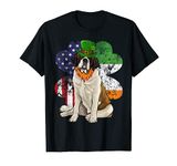 St Patricks Day Irish American Flag St. Bernard Dog T-Shirt