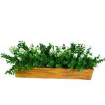 DecoreBugs Artificial Plant Leaves in Wooden Rectangular Tray, Home décor Items for Decoration DB-8158