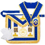 THE MASONIC COLLECTION Regalia Provincial London Grand Rank Full Dress Lambskin Leather Apron Pack - Includes Large Gloves, Gift Set for Freemason Men