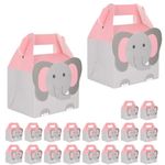 SATYAM KRAFT 20 Pcs Gift Boxes Elephant Printed Decorative Folding Storage Box for Diwali,Return Gift, Deepawali, Birthday, Anniversary - Cardboard Boxes with Ribbon(Grey and Pink)