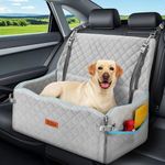 Large Dog Car Seat, Dog Car Bed for Large Dogs Under 60 lbs or 2 Small Breeds, Comfortable Dog Booster Car Seat with Soft Foam Thick Cushion, Detachable & Washable Pet Bed for Backseat, Gray