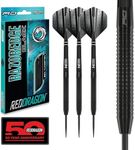 RED DRAGON Razor Edge Black 24g - Tungsten professional steel tip darts set with Dart Flights and Dart Shafts (stems)