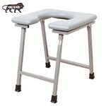 THE SRDVX 7® Commode Stool | Premium Folding Powder Coated Metal Shower Bathing Indian Stool | Toilet Seat | Heavy Duty | Elderly Disabled Man & Pregnant Women | Safe Stool | Anti-Slip (Grey)