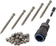 Pro Plug System Plugs and Epoxy Screws for Trex Pebble Grey Decking, 165 Plugs for 100 lin ft (Covers 40 sq ft), 150 Epoxy Screws and Pro Plug PVC Tool (1)