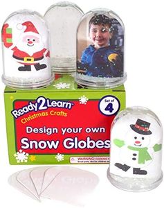 READY 2 LEARN Christmas Crafts - Design Your Own Snow Globes - Set of 4 - Christmas Snow Globes for Kids - Customizable Christmas Decorations for Home