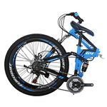 EUROBIKE Folding Bike,Folding Bike for Adults,21 Speed Bike,26 Inches, Dual Suspension Folding Mountain Bike (26inch-Spoke-Blue)