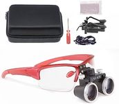 ORILAO Loupes 2.5X 3.5X Magnification Binocular Magnifier Optical Glass Lens (3.5X, Red)