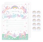 Rileys & Co. 50-Pack Unicorn Party Invitations for Kids – 5 x 7 inches – Premium Quality Cards with Matching Envelopes & Stickers – Effortlessly Elegant Invites for Magical Celebrations