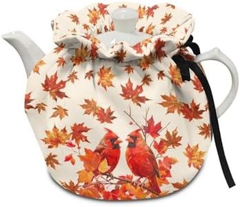 Goronwyfloyd Teapot Cozy Breakfast Warmer with Maple Leaves and Red Bird Kitchen Home Decorative Tea Pots Cozy with Insulation Pad Lightweight and Sturdy Thanksgiving Decoration