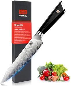 SHAN ZU Cuchillo Universal15cm, Cuchillo de Cocina Damasco de Acero AUS-10 Japones, Cuchillo Chef de 6 Pulgadas, Cuchillo de Cocinero con Mango G10, Ultra Afilado
