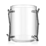 Dingion Judaica Hand Washing Cup with Dual Twig Handles Clear Acrylic Washing Cup for Netilat Yadayim 5'' Acrylic Clear Negel Vasser Wash Cup Handles for the Jewish Ritual Kohanim(Silver Handle)